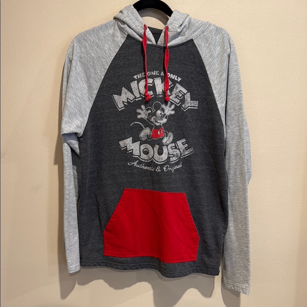 Disney Parks Disney World Mickey Mouse Gray and Red Hoodie Casual Simple basic
